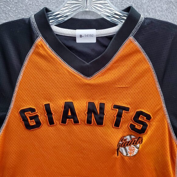 San Francisco Giants Boys Baseball Tee Shirt Large Black Orange Logo Embroidered - Picture 7 of 7